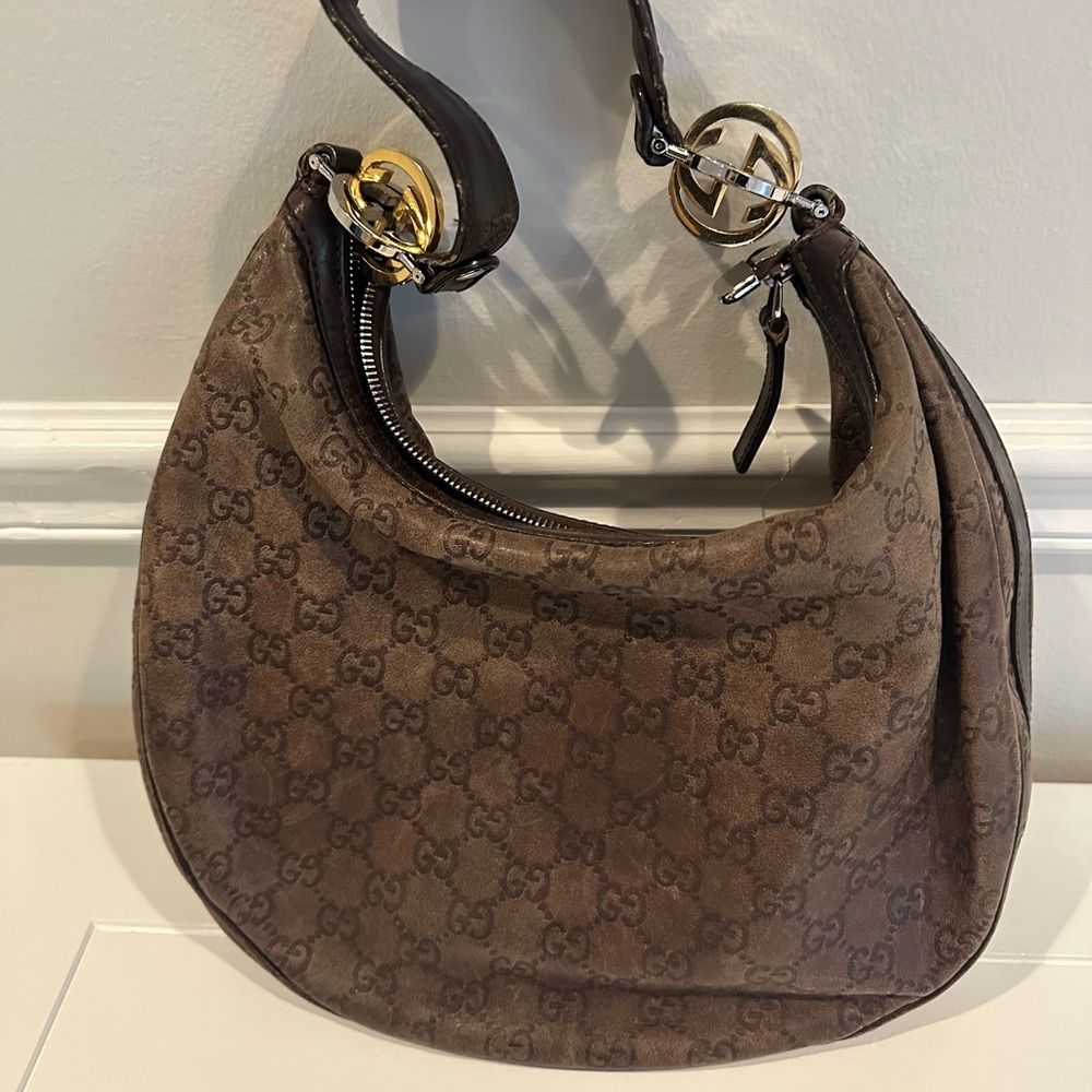 Gucci Guccissima Brown Leather and Gold Hobo Bag with Luxurious Leather